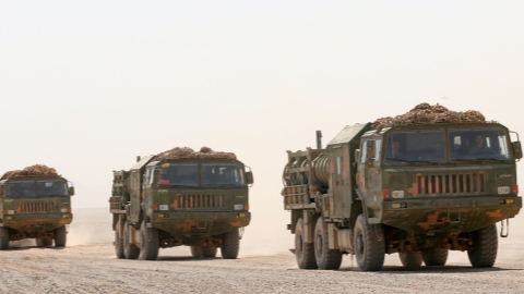 Ground-to-air missile systems fire in training